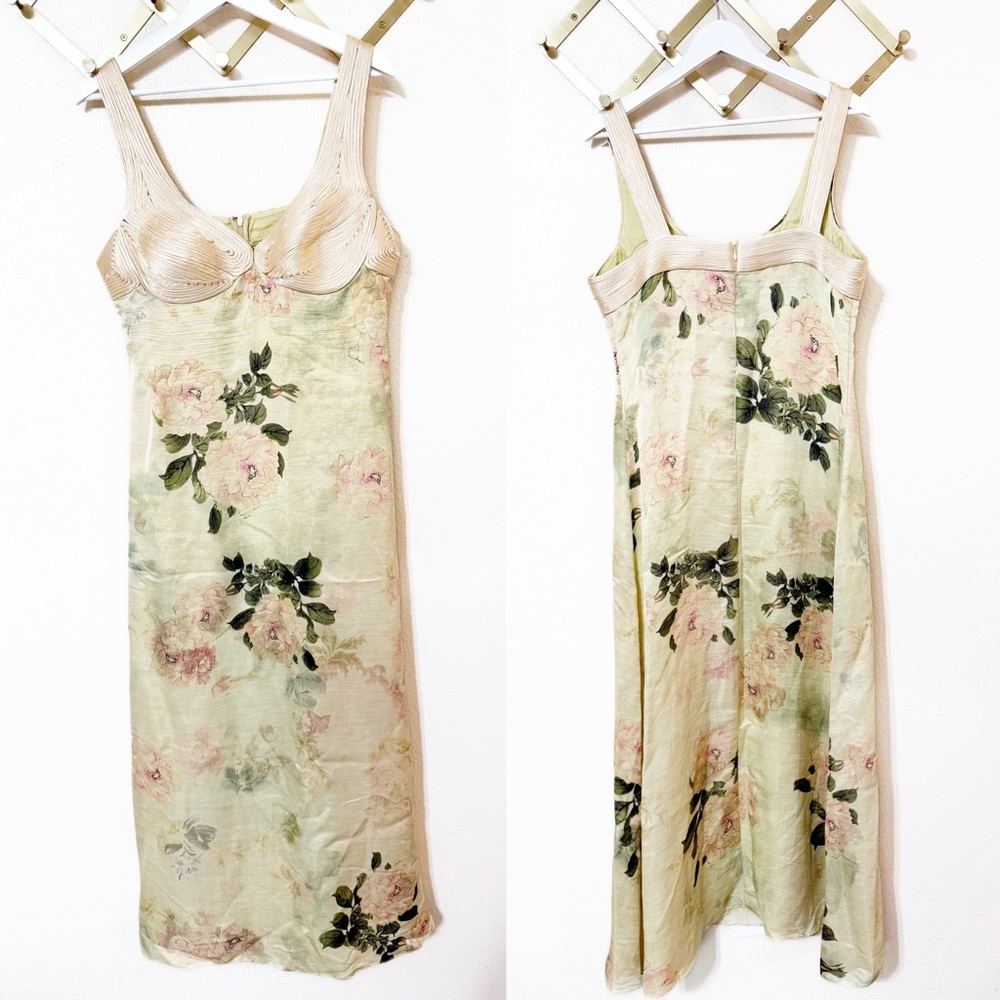 Anthropologie Geisha Designs Floral Maxi Slip Dress in Light Yellow size large - Picture 8 of 14